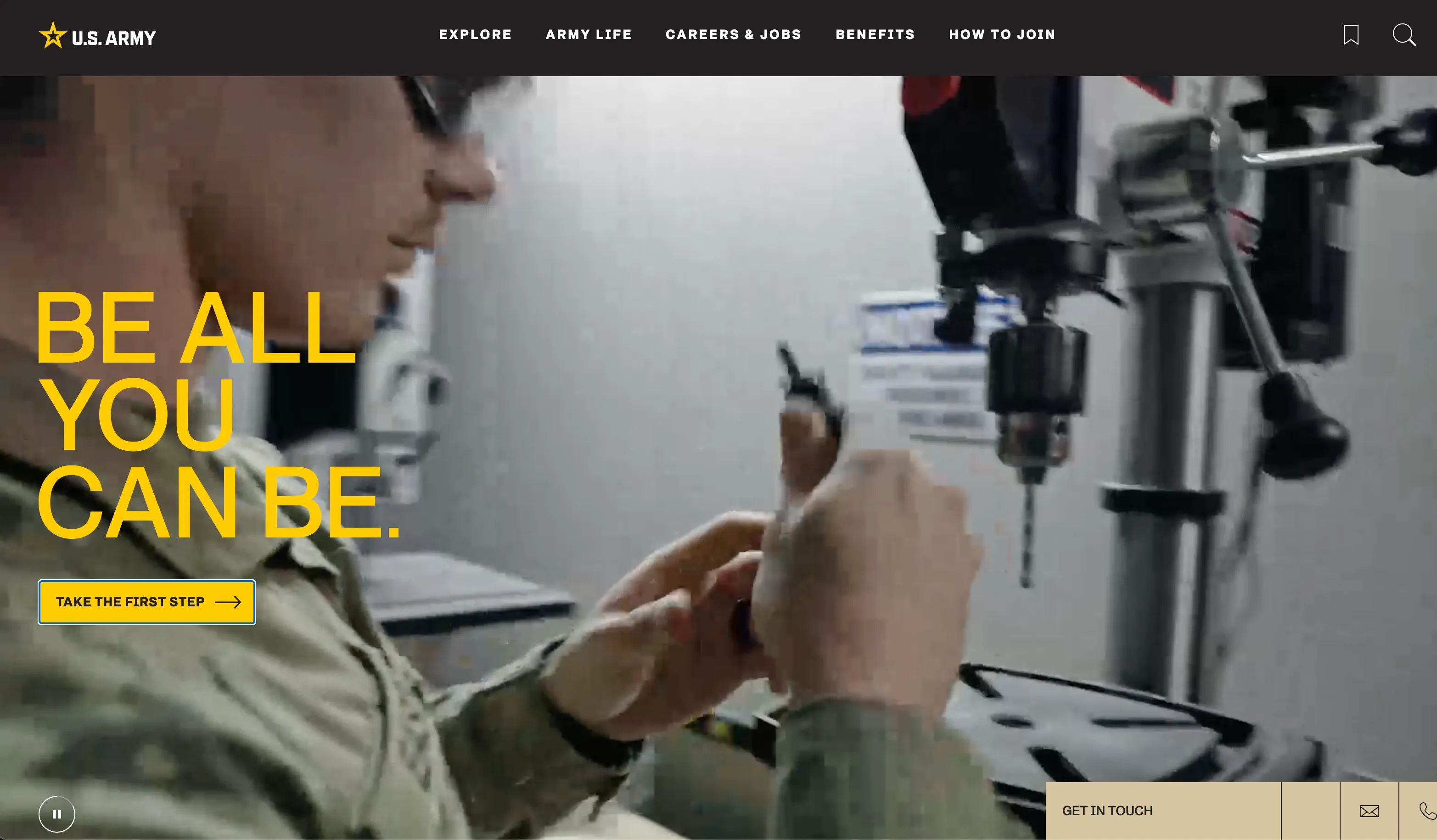 Screenshot of the redesigned GOARMY.com homepage