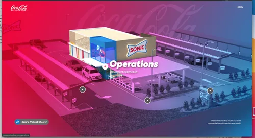 Interactive hotspot showing the Operations equipment area on the virtual restaurant