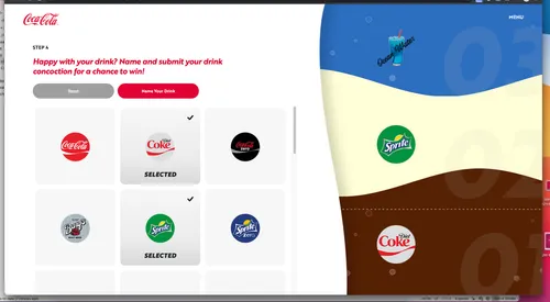 "Mix It Up" game: naming and submitting a custom drink combination