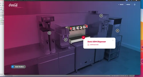 Equipment hotspot showing Sonic UDM Dispenser details and download link