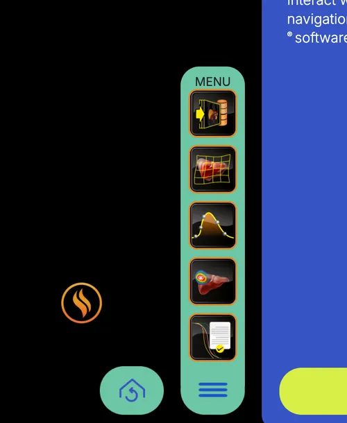 Torch Lab interactive tool menu with dosimetry visualization icons
